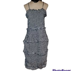 No Boundaries Black and White Sleeveless Midi Dress Layered Ruffles